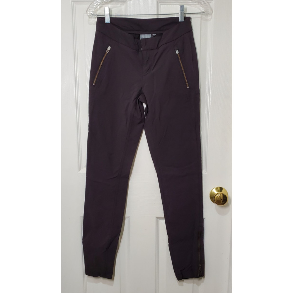 Athleta Ankle Pants Women’s Size 0 Brown | Stretch Skinny Fit Athleisure Zip Hem